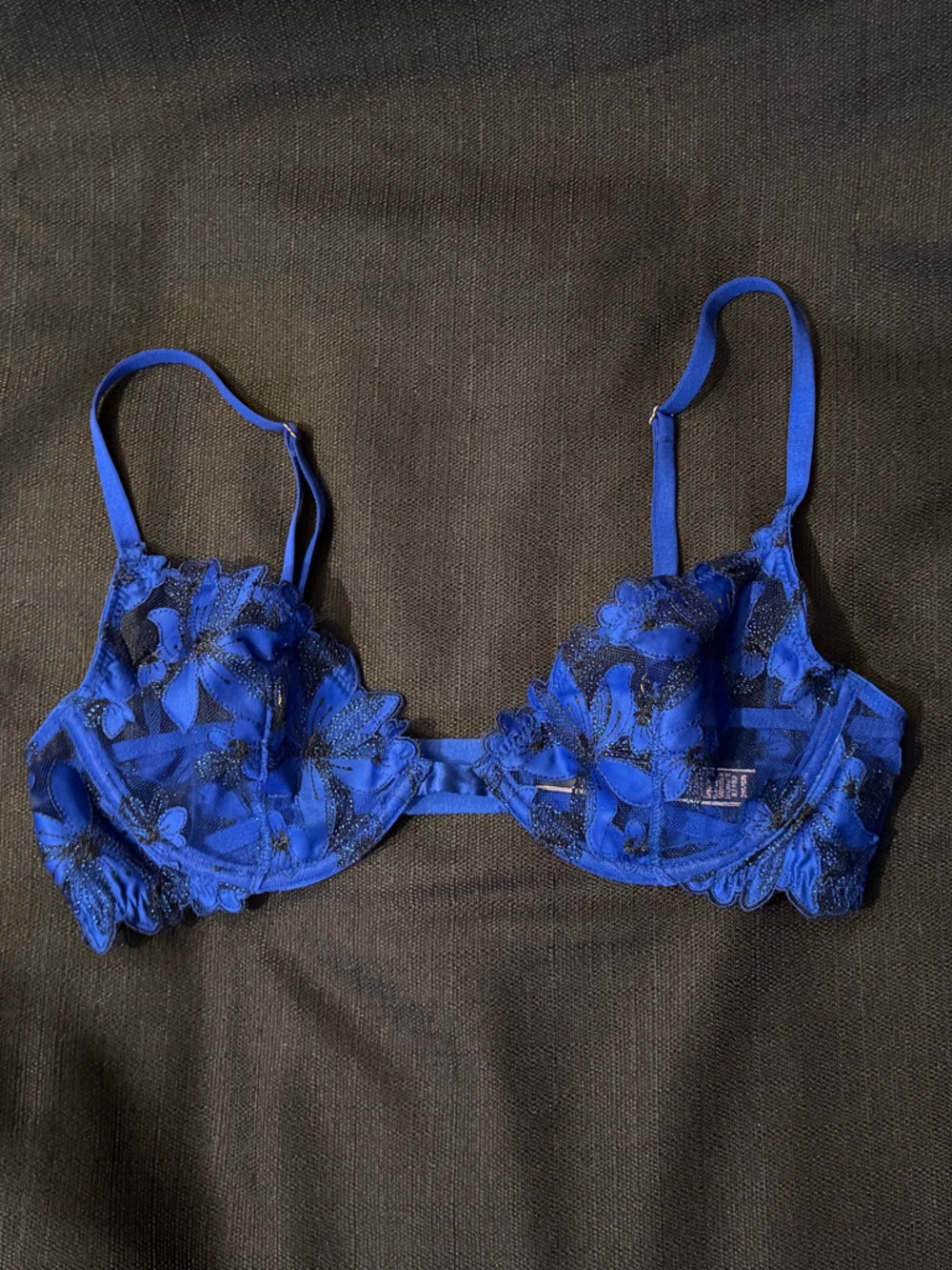 Victoria's Secret Blue Oar Floral Embroidered Low Cut Demi